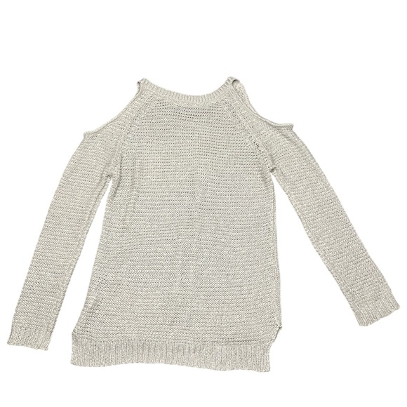 Womens Gray Cut Out Shoulders Crew Neck Pullover Sweater cold shoulder - Picture 2 of 4